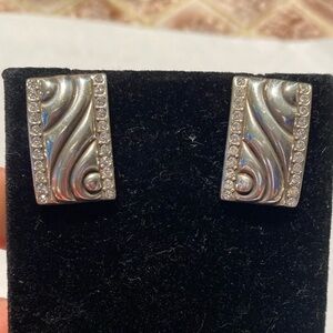 Brighton That Girl contemporary silver and inset crystal‎ post earrings